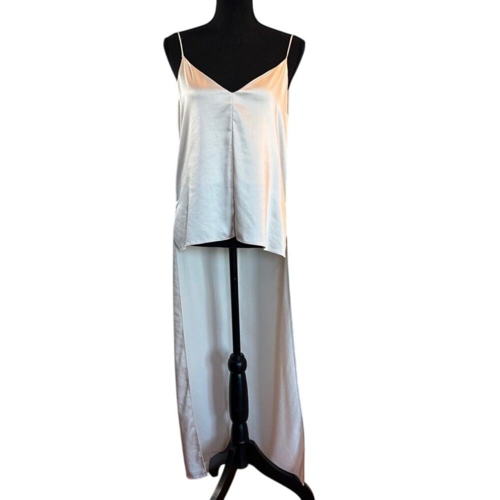 Juan Carlos Obando Collective Hi-Lo Spaghetti Strap Top Ivory Silky Fabric S 6